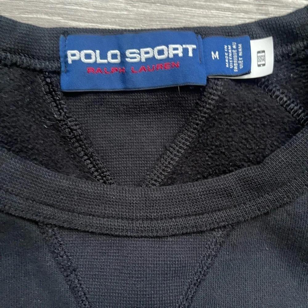 Polo Sport Men’s Black Short Sleeve Sweatshirt Pocket Logo Size M Preppy Street - Picture 4 of 8